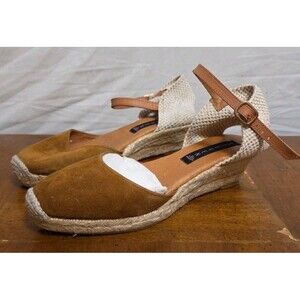 Steven By Steve Madden Andreea Beige Suede Espadrilles Sandal Shoes Size 37/ 6.5